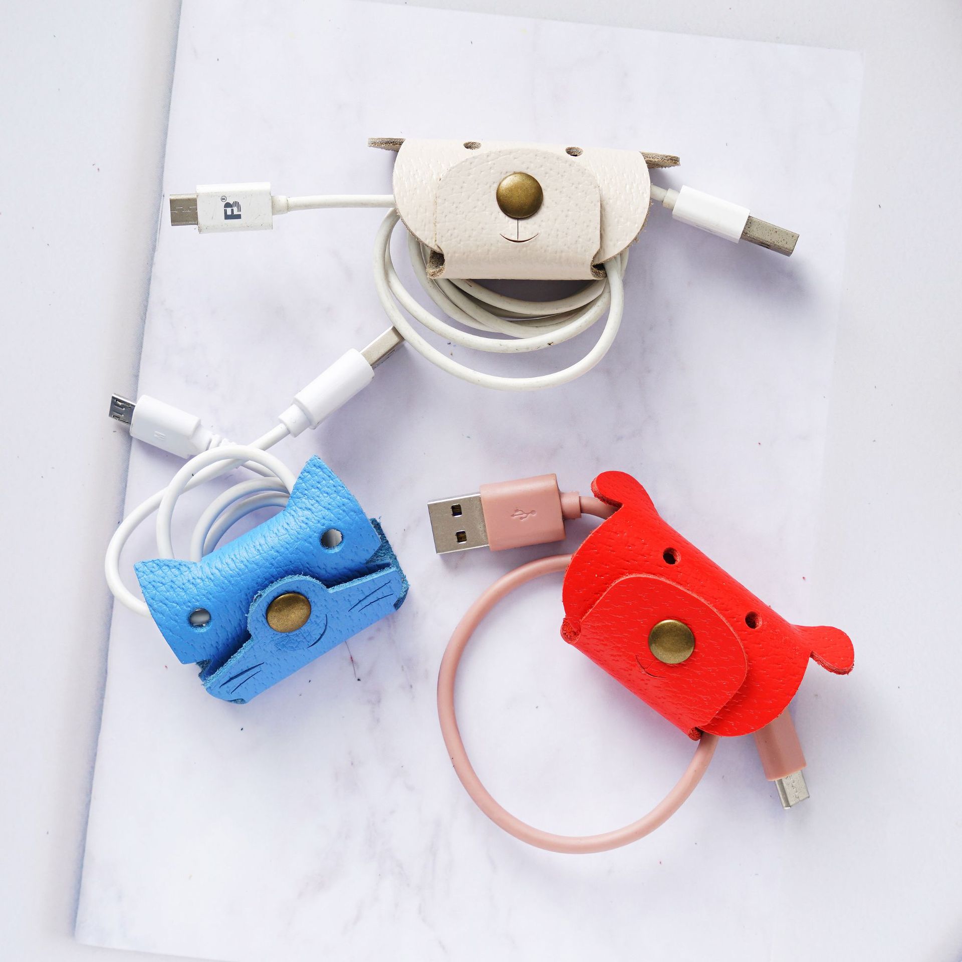 Cable Organizer Travel - Faux Leather Anti‑Loss Cable Organizer Clip,