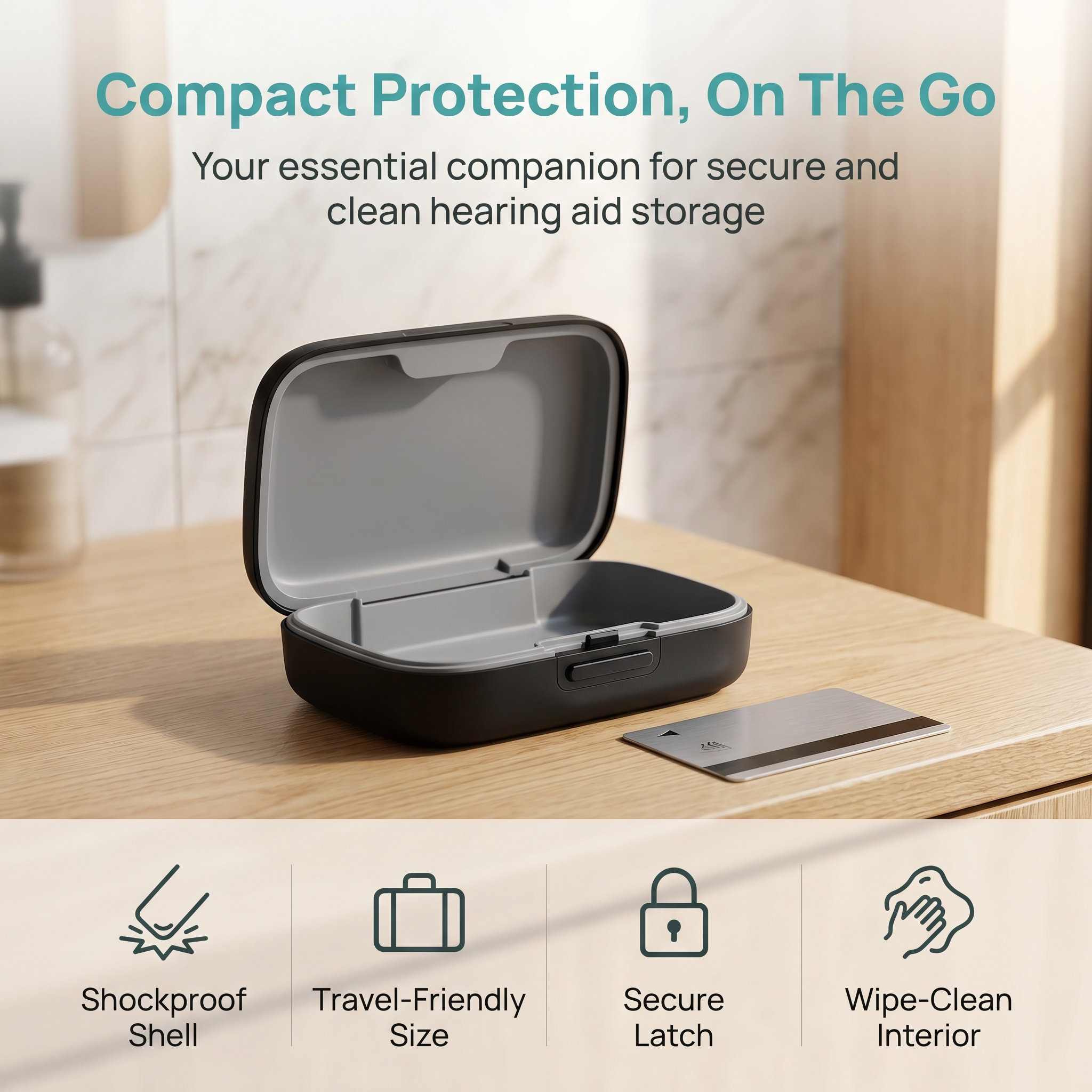 Travel Accessories Box - Compact Waterproof Hearing Aid Protection Case