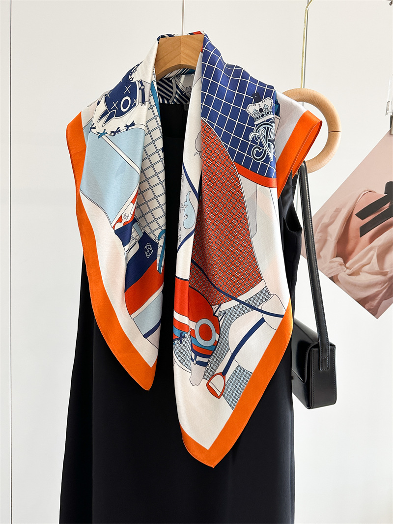 Soft Silk Scarf Women Square B - Travel Accessories Gifts For Women 评论和价格