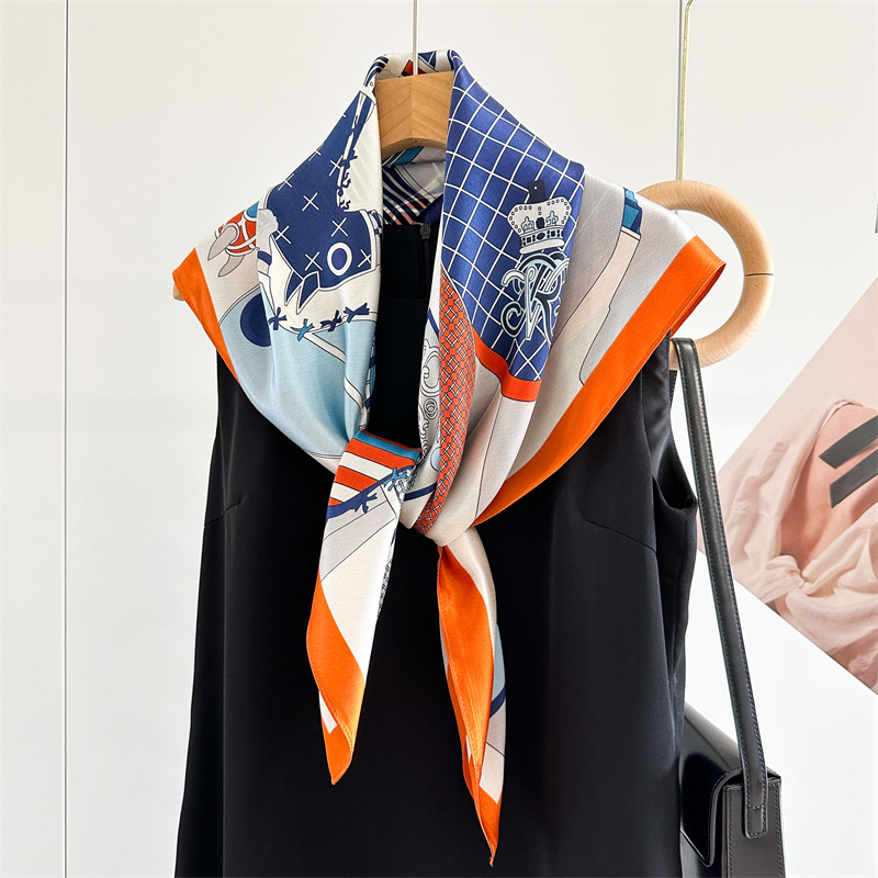 Soft Silk Scarf Women Square B - Travel Accessories Gifts For Women 评论和价格