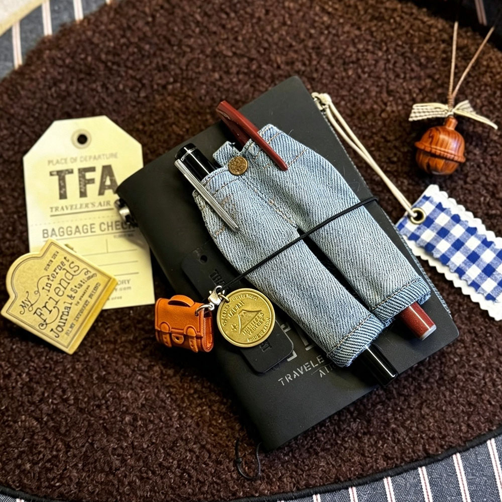 Mini Jeans Denim Fabric Pen Ho - Travel Notebook Journal 评论和价格