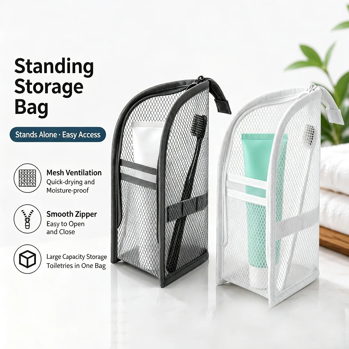 Standing Mesh Toiletry Bag for - Travel Accessories Organizer Case 评论和价格