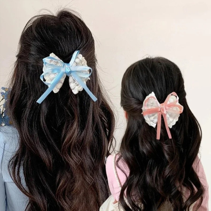2pcs/set Cute Lace Bow Hair Cl - Travel Accessories For Kids 评论和价格