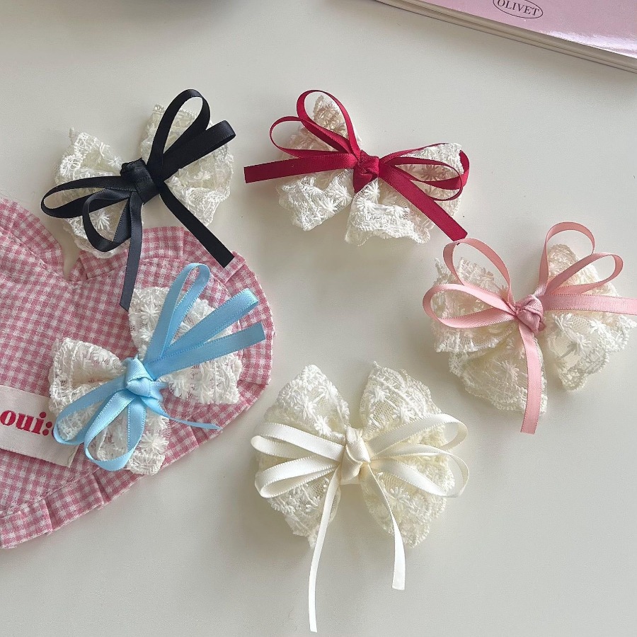 2pcs/set Cute Lace Bow Hair Cl - Travel Accessories For Kids 评论和价格