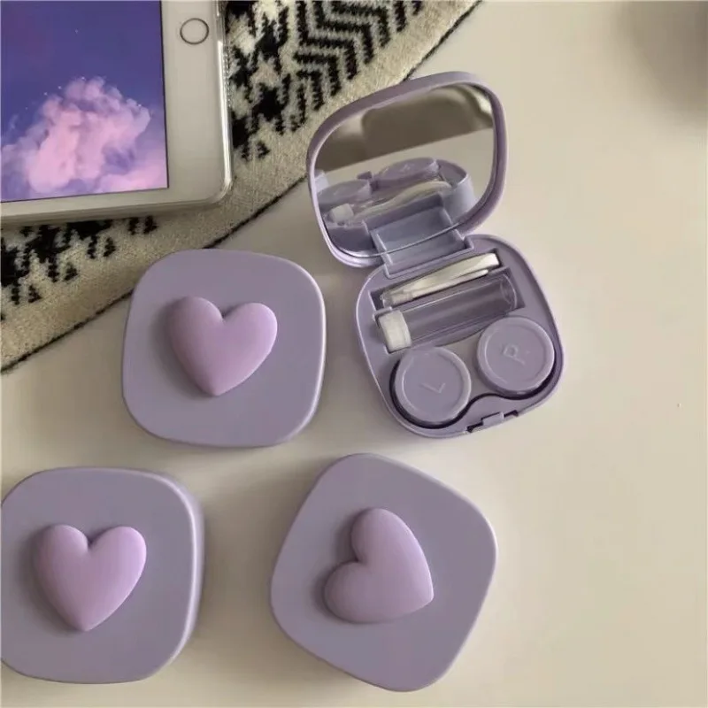 Purple Heart Contact Lens Case - Travel Accessories Kit For Women 评论和价格
