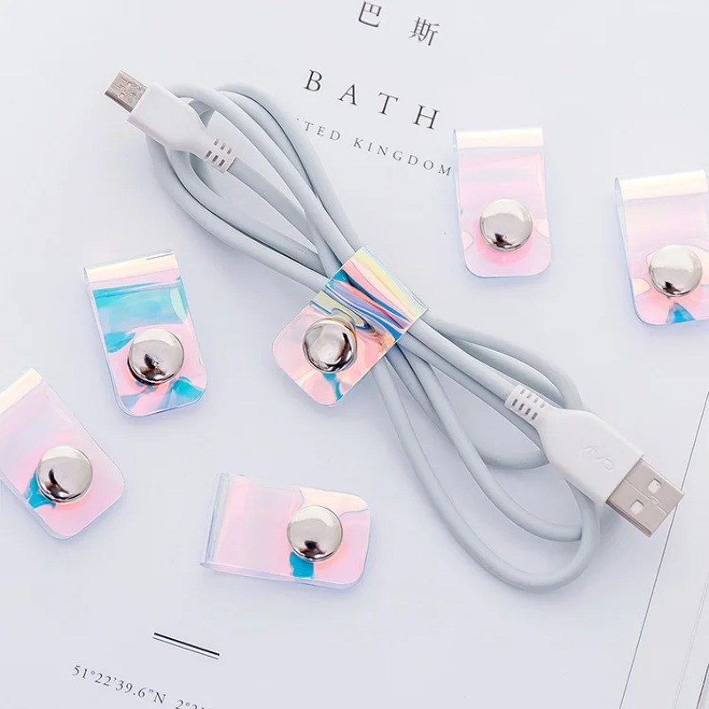 5Pcs INS Laser PVC Starp Data  - Cable Organizer Travel 评论和价格