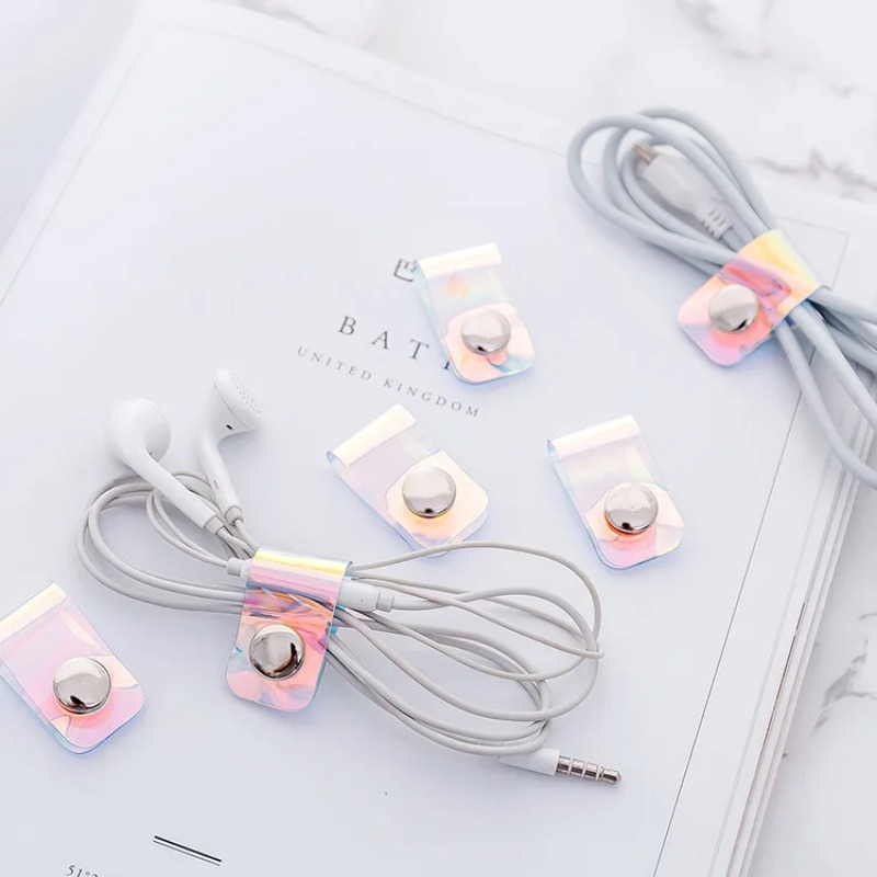 5Pcs INS Laser PVC Starp Data  - Cable Organizer Travel 评论和价格