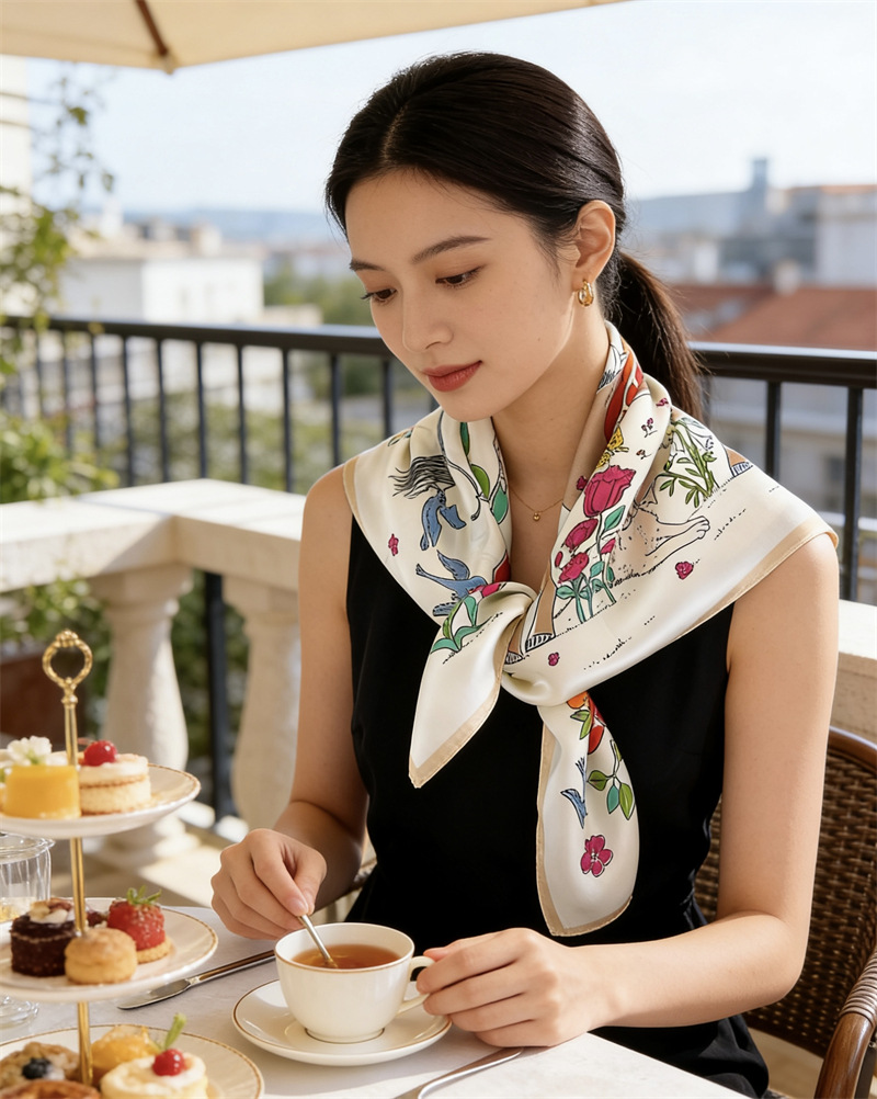 Horse Silk Scarf Women Spring  - Travel Accessories Neck 评论和价格