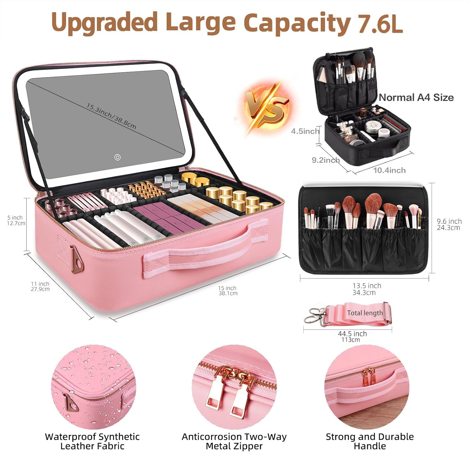 Large Capacity Makeup Bag 15'' - Travel Accessories Case 评论和价格